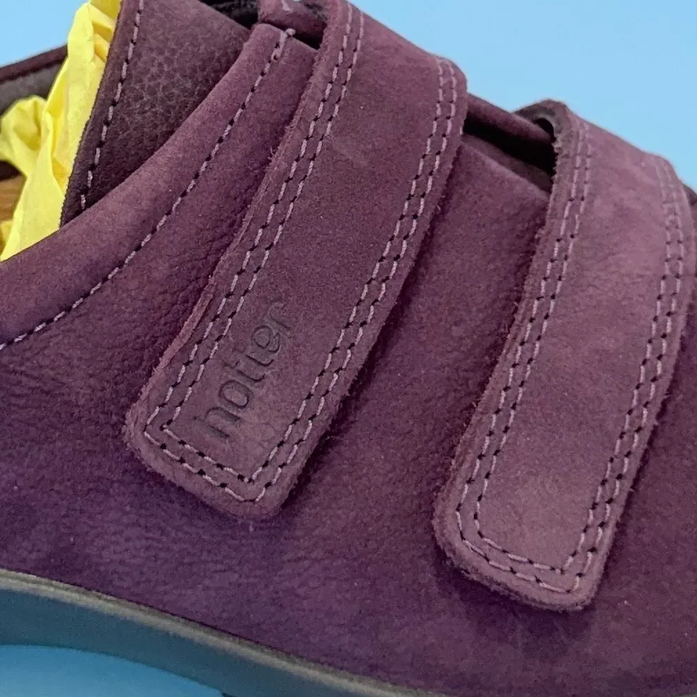 HOTTER Double Adjustable Strap Shoes – Purple & Leather, Size 6